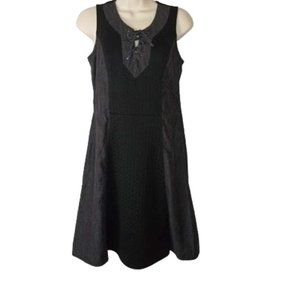 Bluet Mixed Media Lace Up Chambray Dress